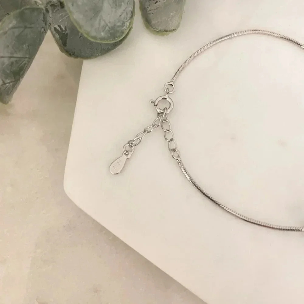 925 Sterling Silver Tube Bracelet Dainty Minimalist Bar Pendant Bracelet - Picture 4 of 4